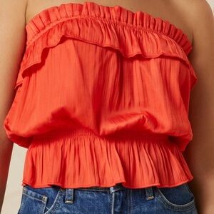 Anthropologie Light Ruffled Tube Top  - NWT - Size L